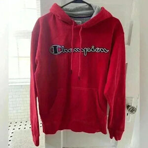 champion red mens‎ medium pullover hoodie